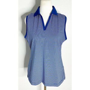 Vineyard Vines Womens Sleeveless Golf Shirt Blue Striped Top Size Medium